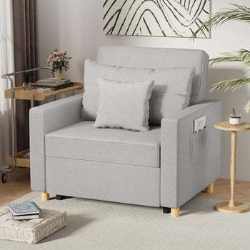 Elsie Chair Bed - Light Grey