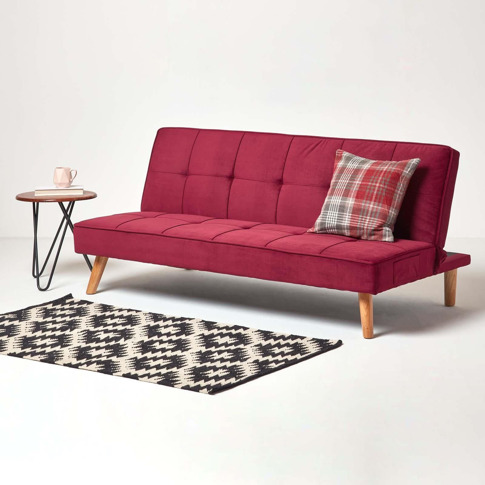 Naklua Click Clack Sofa Bed in Dark Red Chair Beds UK Chair